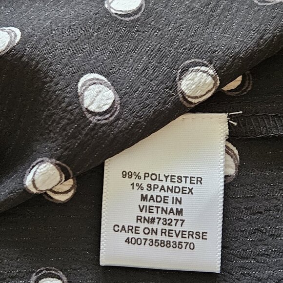 ELLE Top Women XL Black White Polka Dot Pull On Semi Sheer Flowy Flutter SS Boho - Picture 9 of 13